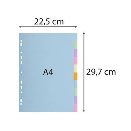 Regiszter, karton, A/4, 10 részes, EXACOMPTA, pasztell színek