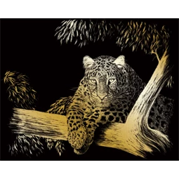 Rézkarc arany, leopárd 20x25cm