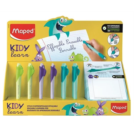 Rollertoll MAPED Kidy Learn MAGIC írástanuló toll, radírozható, Vegyes mintákban cápa, nyuszi, kaméleon