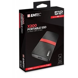 SSD (külső memória), 512GB, USB 3.2, 420/450 MB/s, EMTEC "X200"