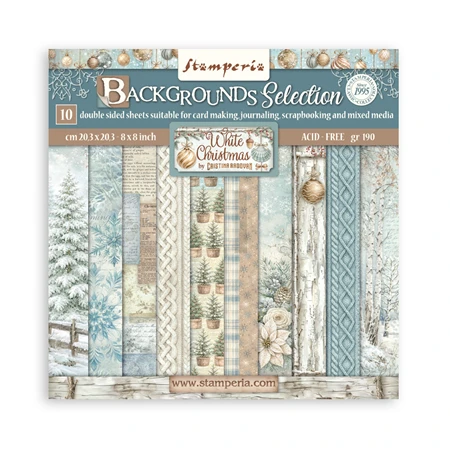 Scrapbook papír album 20,3x20,3cm 10lapos White Christmas backrounds
