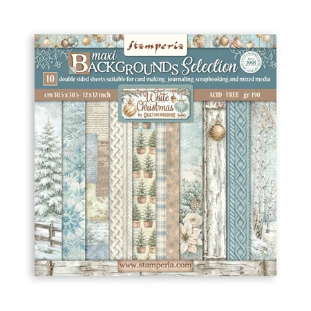 Scrapbook papír album 30,5x30,5cm 10lapos White Christmas backrounds