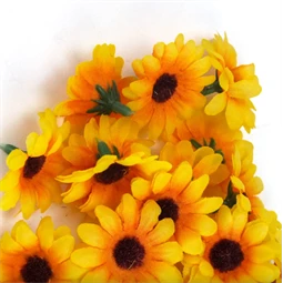 Selyemvirág Napraforgó virágfej 3,5cm 20db/csomag