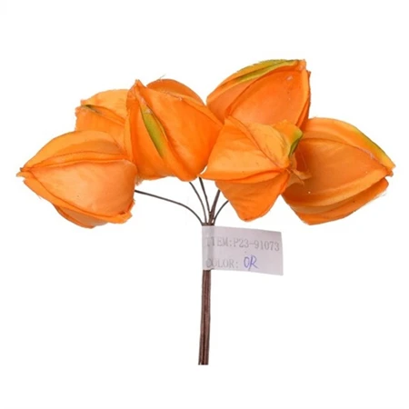 Selyemvirág Physalis betűzős műanyag 13 cm narancssárga
