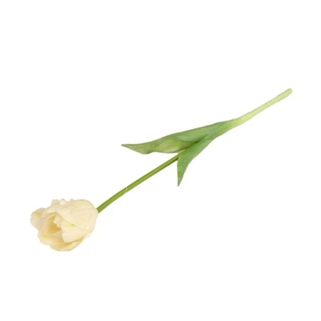 Selyemvirág Tulipán cirmos, gumi 41cm fehér szálas