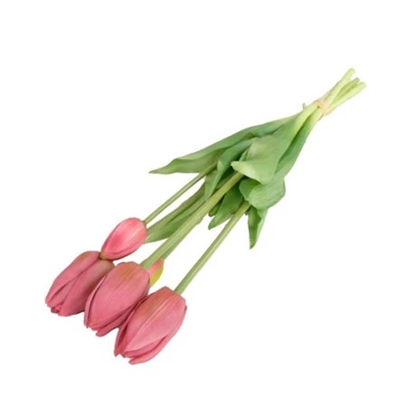 Selyemvirág Tulipán csokor gumi 47cm lila 5 szálas
