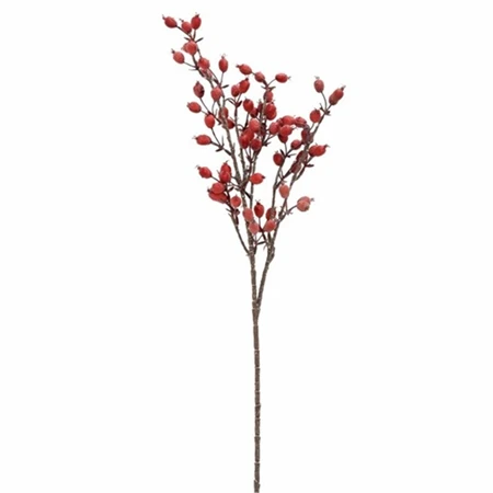 Selyemvirág ág csipkebogyó műanyag 65cm piros