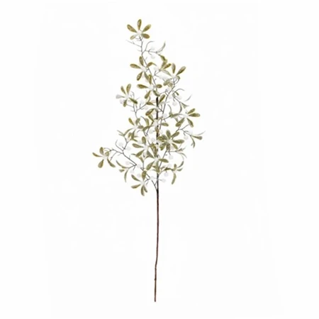 Selyemvirág ág fagyöngy, glitteres műanyag 87cm zöld/fehér