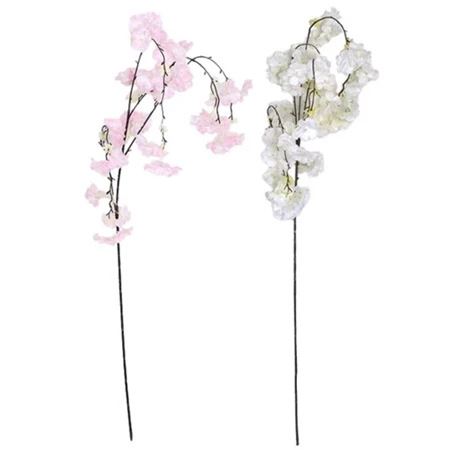 Selyemvirág cseresznyefa ág poliészter, polietilén 20x20x120 cm fehér, pink 2 féle 1db