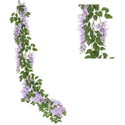 Selyemvirág girland lilaakáccal, levéllel műanyag 180 cm lila, zöld