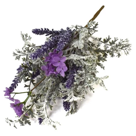 Selyemvirág levendulás csokor 37cm zöld, lila