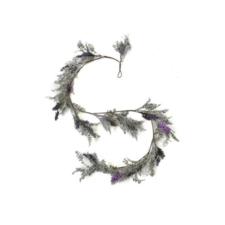 Selyemvirág levendulás girland 183cm zöld, lila