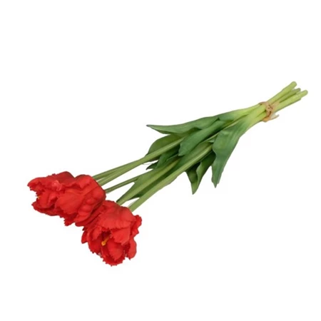 Selyemvirág papagáj tulipán gumi 47cm piros 5 szálas