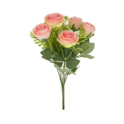 Selyemvirág rózsacsokor 30cm rózsaszín