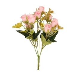 Selyemvirág rózsacsokor levéllel 30cm rózsaszín