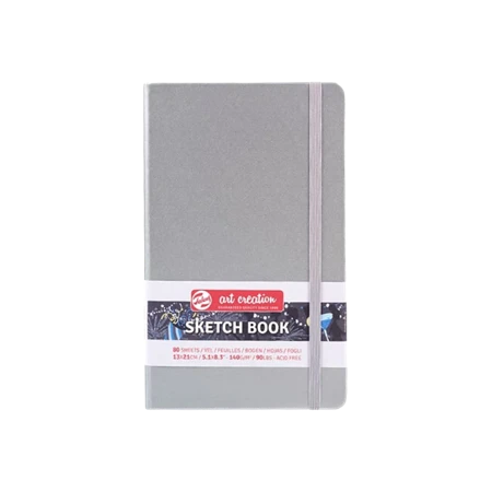 Skicckönyv rajzpapír 13x21cm TALENS 80lap keményfedeles gumis 140g ezüst