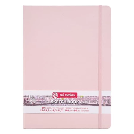Skicckönyv rajzpapír 21x30cm TALENS 80lap keményfedeles gumis 140g pasztel rózsaszín
