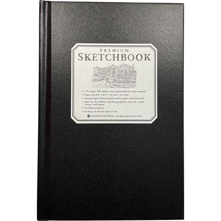 Skicckönyv rajzpapír A/5 Peter Pauper 96lap fekete borítós