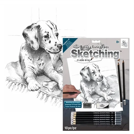 Skiccrajz grafikai rajzkészlet 22x30cm Royal Langnickel eszközökkel Dalmata kölyök