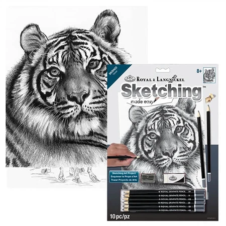 Skiccrajz grafikai rajzkészlet 22x30cm Royal Langnickel eszközökkel Tigris