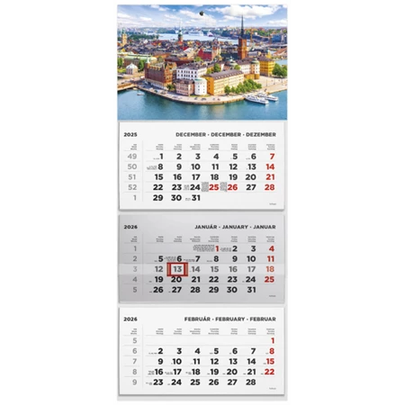 Speditőrnaptár 2026 TOPTIMER T074 álló 3 havi Város