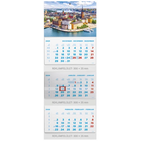 Speditőrnaptár 2026 TOPTIMER T075 álló 3 havi Város