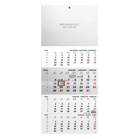 Speditőrnaptár 2026 TOPTIMER T079 álló 4 havi kép nélkül