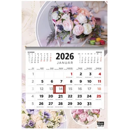 Speditőrnaptár 2026 TOPTIMER T081 álló egy tömbös 3 havi virágok