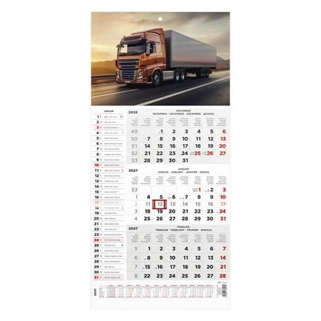 Speditőrnaptár 2027 TOPTIMER 3havi T077 Kamion