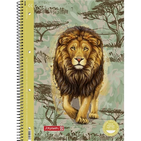 Spirálfüzet A/4 vonalas BRUNNEN 80l ap perforált lyukasztott vonalas Safari World Leopárd
