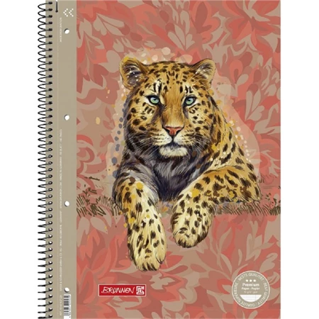 Spirálfüzet A/4 vonalas BRUNNEN 80l ap perforált lyukasztott vonalas Safari World Leopárd