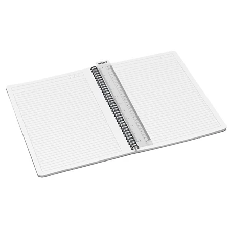 Spirálfüzet A/4 vonalas LEITZ Office 90 lap, laminált karton borító, szürke
