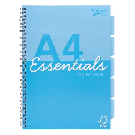 Spirálfüzet A4 PUKKA PAD Unipad Essentials Project Book 100 lap, vonalas, vegyes szín