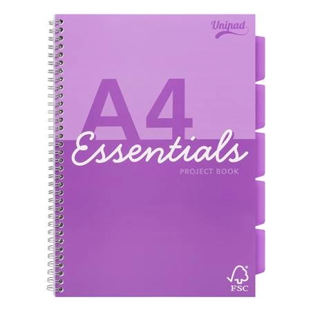 Spirálfüzet A4 PUKKA PAD Unipad Essentials Project Book 100 lap, vonalas, vegyes szín
