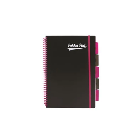 Spirálfüzet A/4 Pukka Project Book Unipad Black 7664, 200 oldalas, színregiszter, vonalas