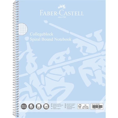 Spirálfüzet A/4 kockás Faber-Castell 80 lapos 90g, perforált, lefűzhető kockás égkék