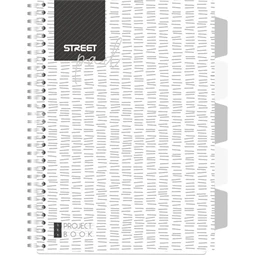 Spirálfüzet A/4 kockás STREET Pad 100 lapos Black & White Edition kockás fehér