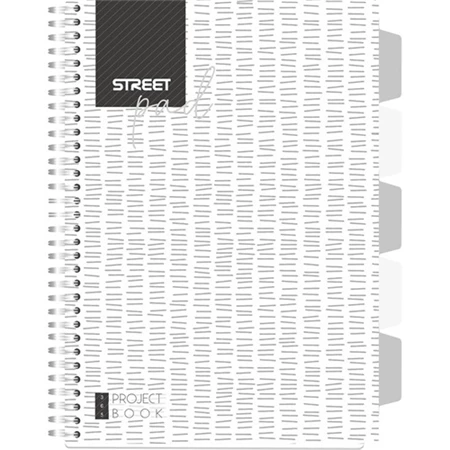 Spirálfüzet A/4 kockás STREET Pad 100 lapos Black & White Edition kockás fehér