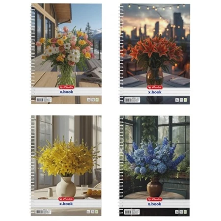 Spirálfüzet A/4 vonalas HERLITZ 70 lapos Flower 2026 vegyes, minta nem választható