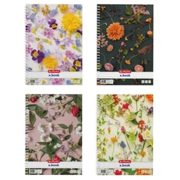 Spirálfüzet A/4 vonalas HERLITZ 70 lapos Flower vegyes, minta nem választható