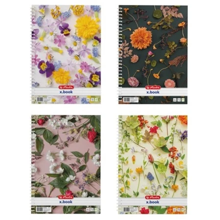 Spirálfüzet A/4 vonalas HERLITZ 70 lapos Flower vegyes, minta nem választható