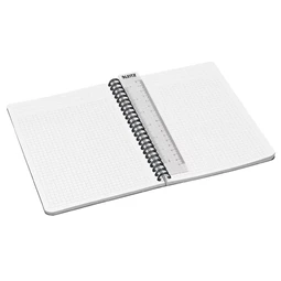 Spirálfüzet A/5 kockás LEITZ Office 90 lap, laminált karton borító, szürke-kék