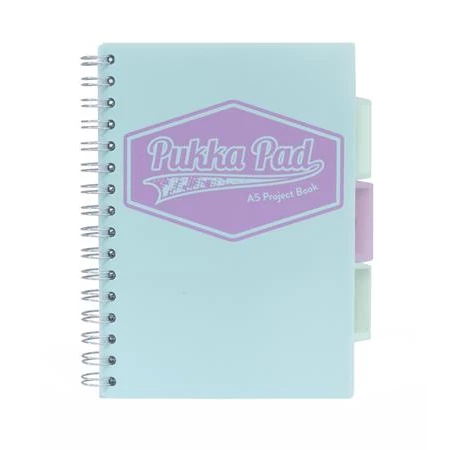 Spirálfüzet A5 PUKKA PAD Pastel project book 100 lap, vonalas, vegyes szín