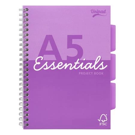 Spirálfüzet A5 PUKKA PAD Unipad Essentials Project Book 100 lap, vonalas, vegyes szín