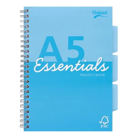Spirálfüzet A5 PUKKA PAD Unipad Essentials Project Book 100 lap, vonalas, vegyes szín