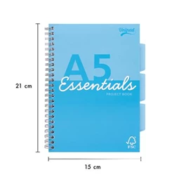 Spirálfüzet A5 PUKKA PAD Unipad Essentials Project Book 100 lap, vonalas, vegyes szín