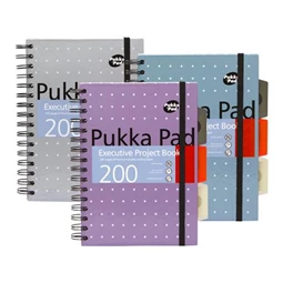 Spirálfüzet A/5 vonalas Pukka Pad Metallic Project Book 100 lap, színregiszter, vegyes szín