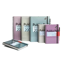 Spirálfüzet A/5 vonalas Pukka Pad Metallic Project Book 100 lap, színregiszter, vegyes szín