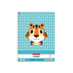 Spirálfüzet A/4 HERLITZ Cute Animals Tigris 80 lap, lyukasztott, vonalas