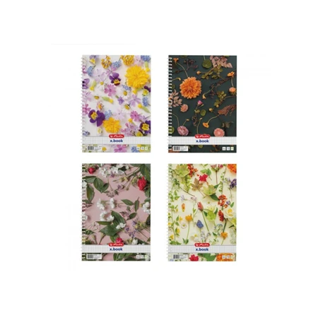 Spirálfüzet A/4 kockás HERLITZ 70 lapos Flower vegyes, minta nem választható